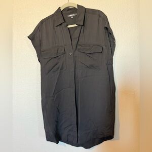 Madewell Black Short-Sleeve Shirt Dress/Mini Dress